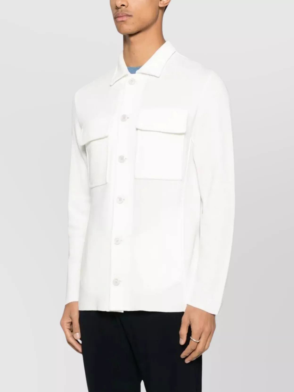Lardini Men's Cotton Shirt Jacket Collared