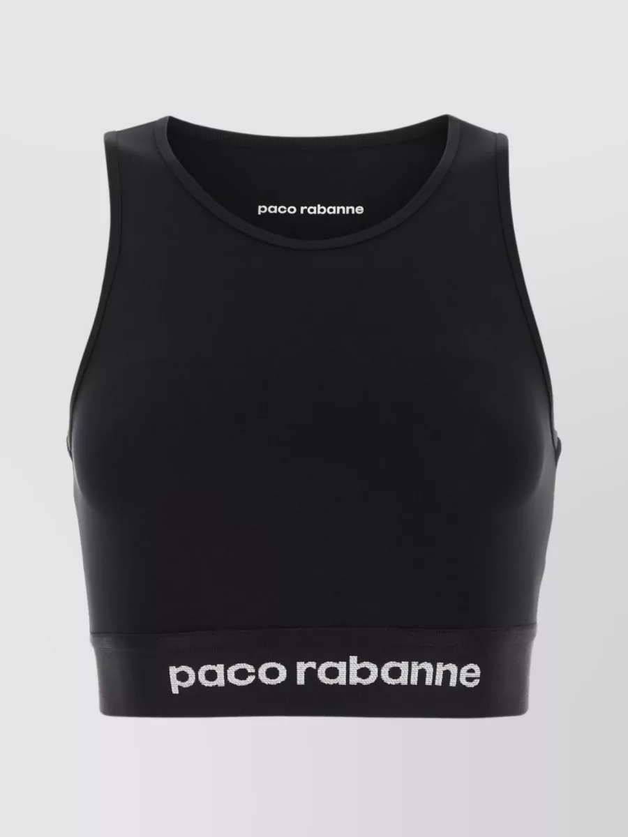 Shop Paco Rabanne Jersey Bodyline Streamlined Racerback Sleeveless Top In Black
