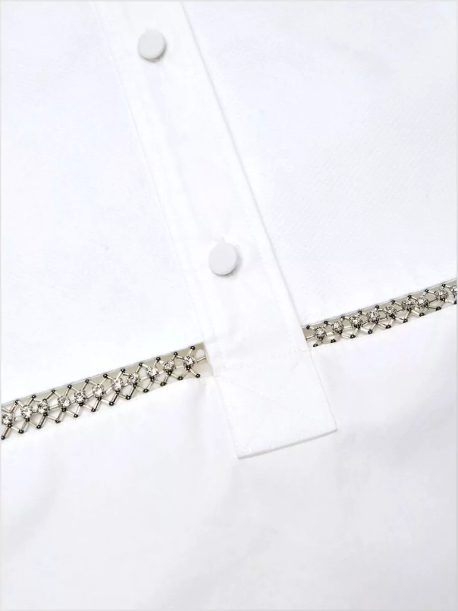 Gucci Cotton Embellished Long-Sleeve Tunic Shirt