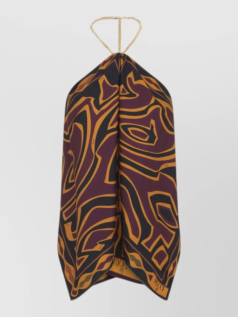 Pucci silk printed halterneck sleeveless beach top
