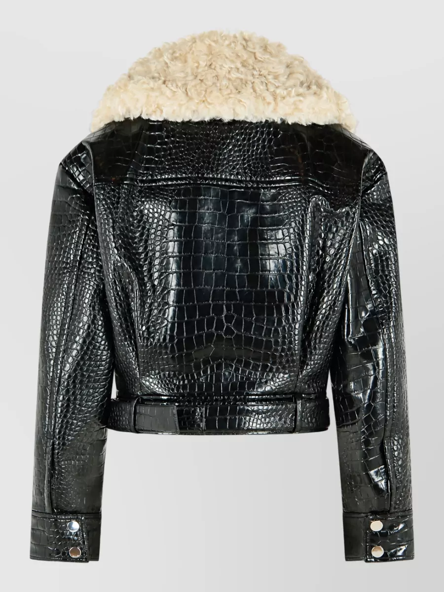 Sportmax Patent Faux Fur Coat