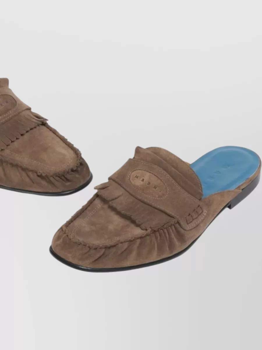 Marni Leather Fringed Clogs