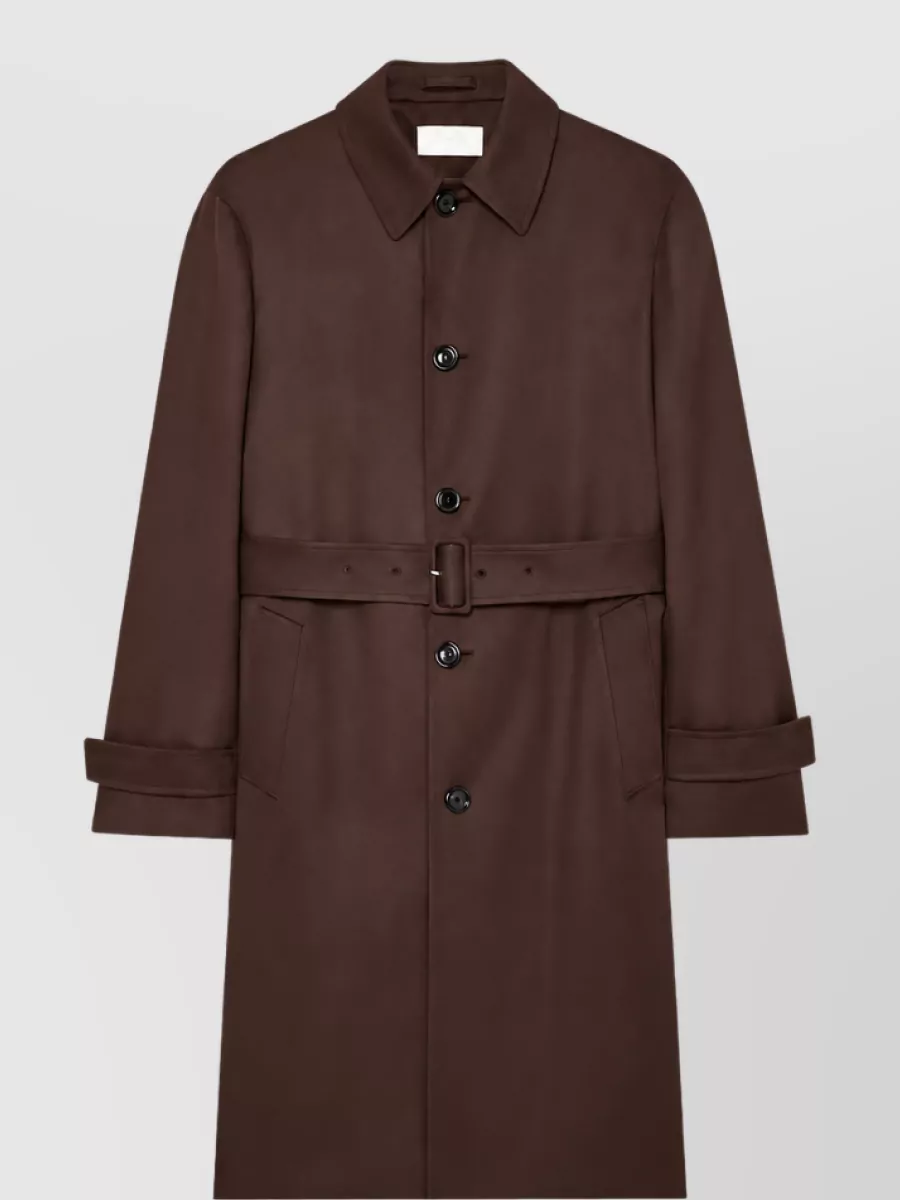 Lardini wool single-breasted belted trench coat