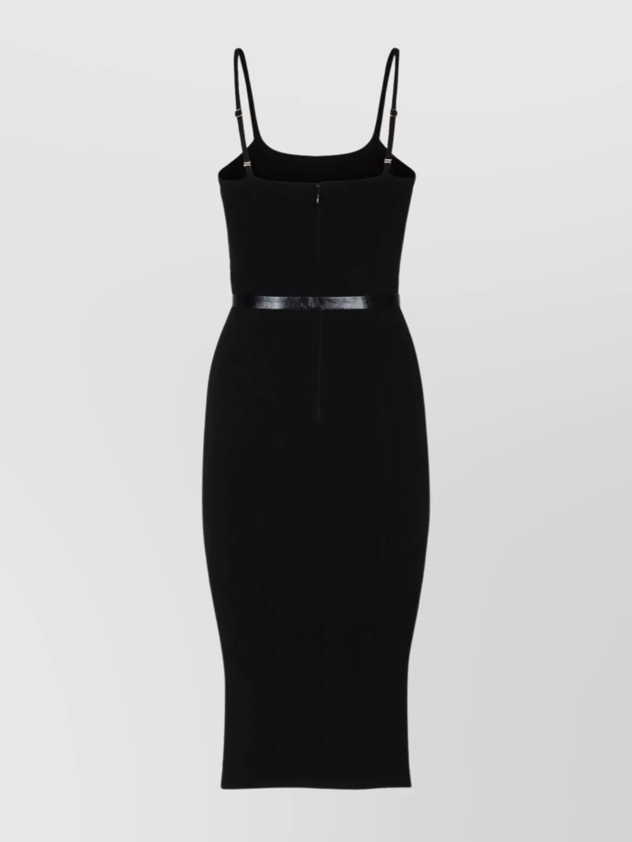 Elisabetta Franchi Knit Midi Dress With Spaghetti Straps And Belted Waist In Black