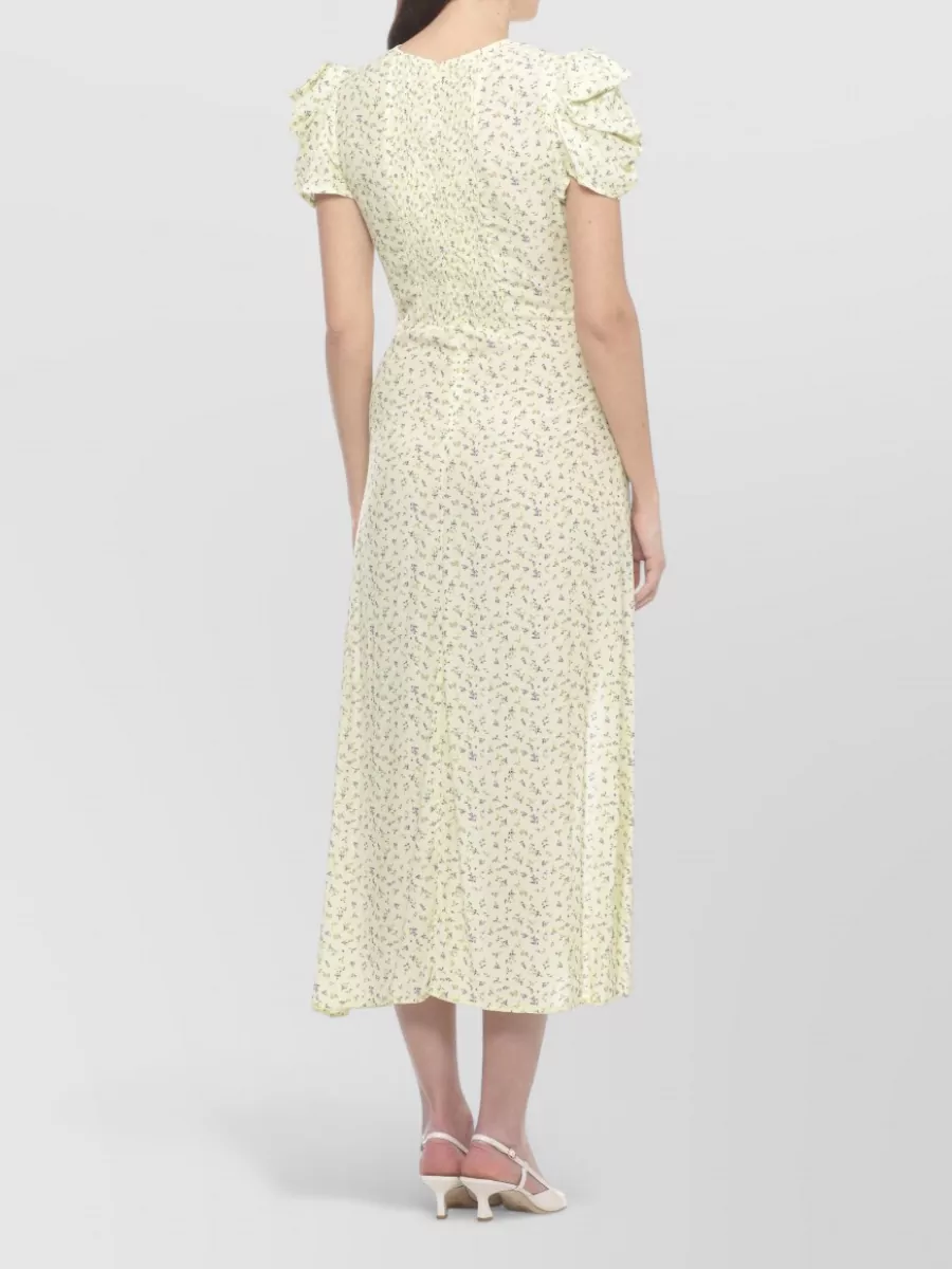 Mar De Margaritas Floral-Print Draped Midi Dress