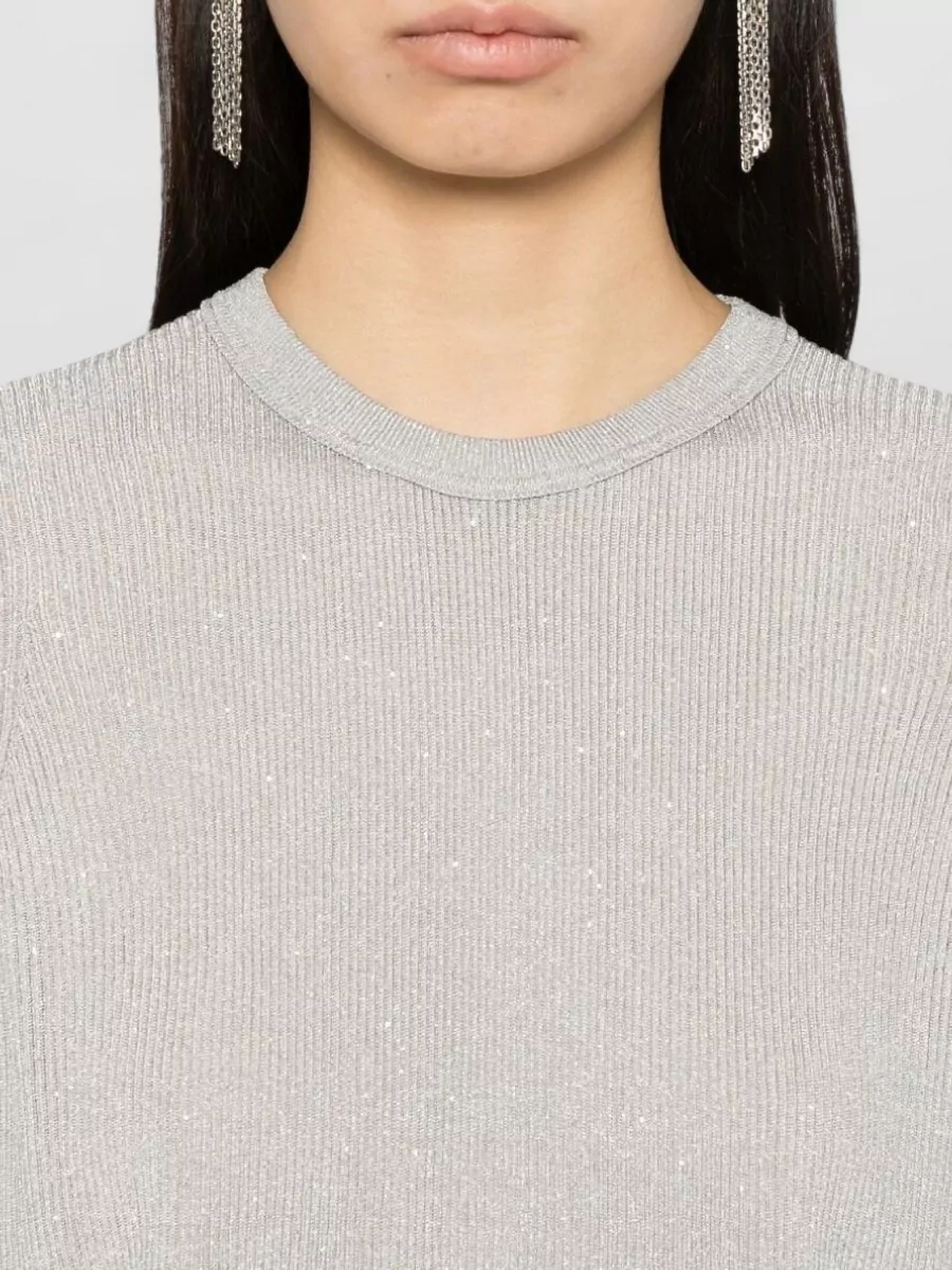 Tom Ford Sequined Crew Neck Sleeveless Ribbed Top