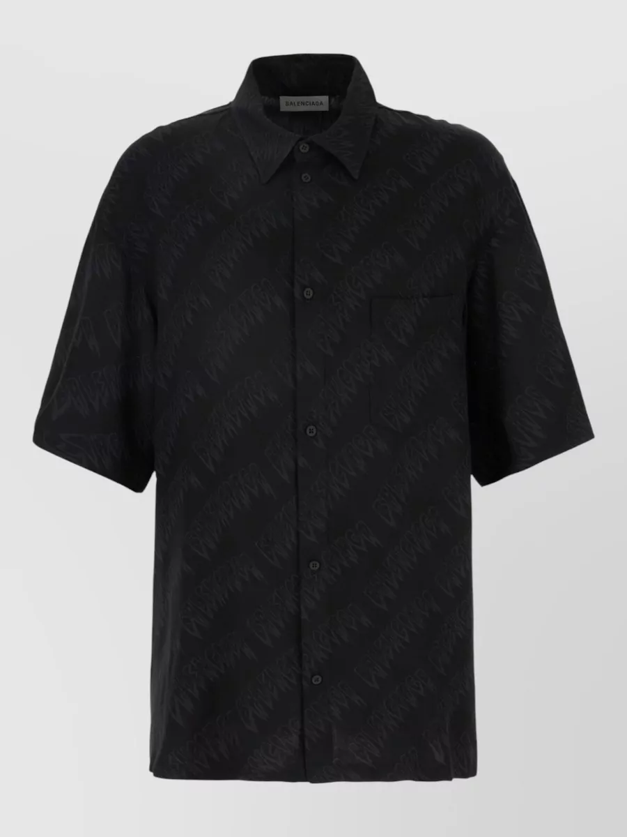 Balenciaga viscose oversized logo print short sleeve shirt