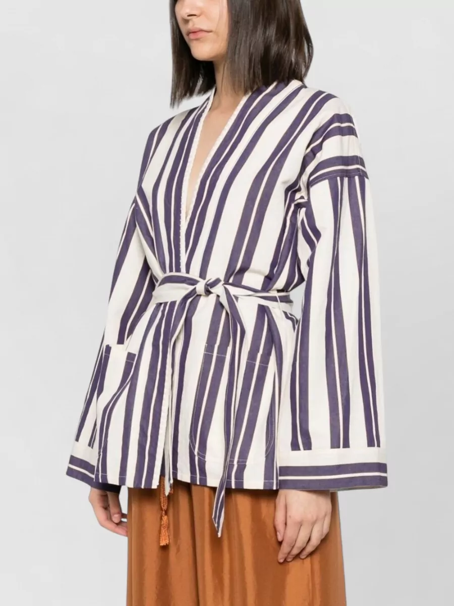 Forte Forte Striped Belted Kimono Jacket