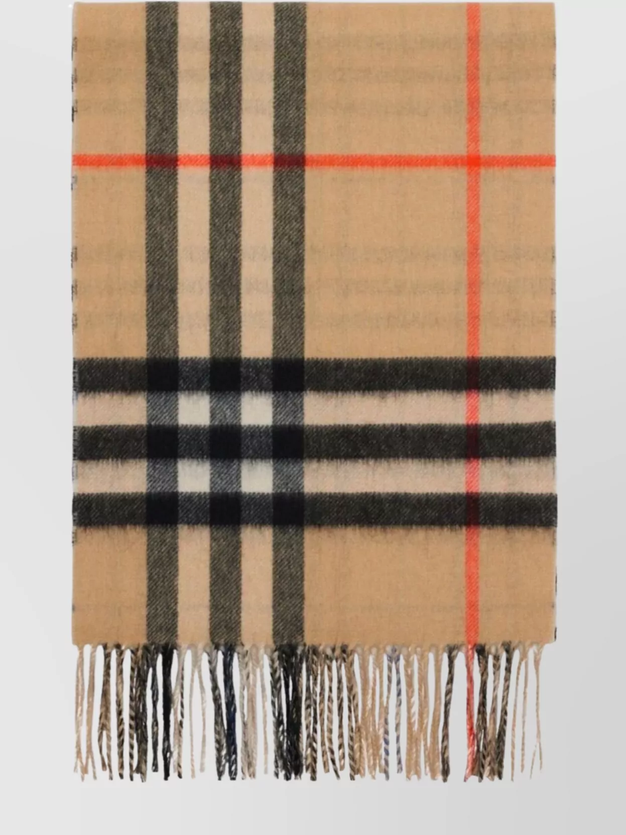 Burberry Check Pattern Rectangle Shape Fringed Edge Scarf