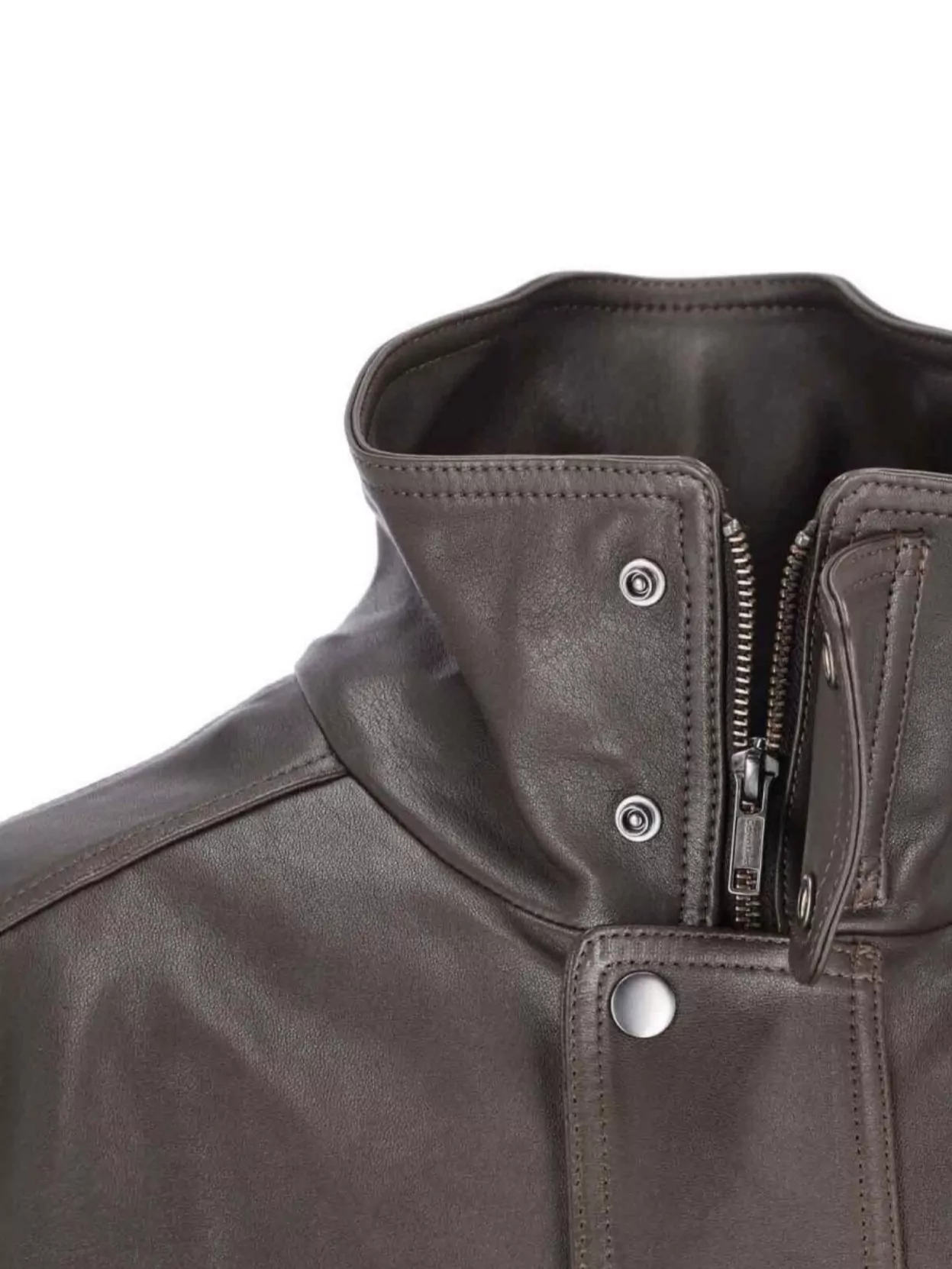 Calvin Klein Modern High Collar Long Sleeve Jacket In Brown