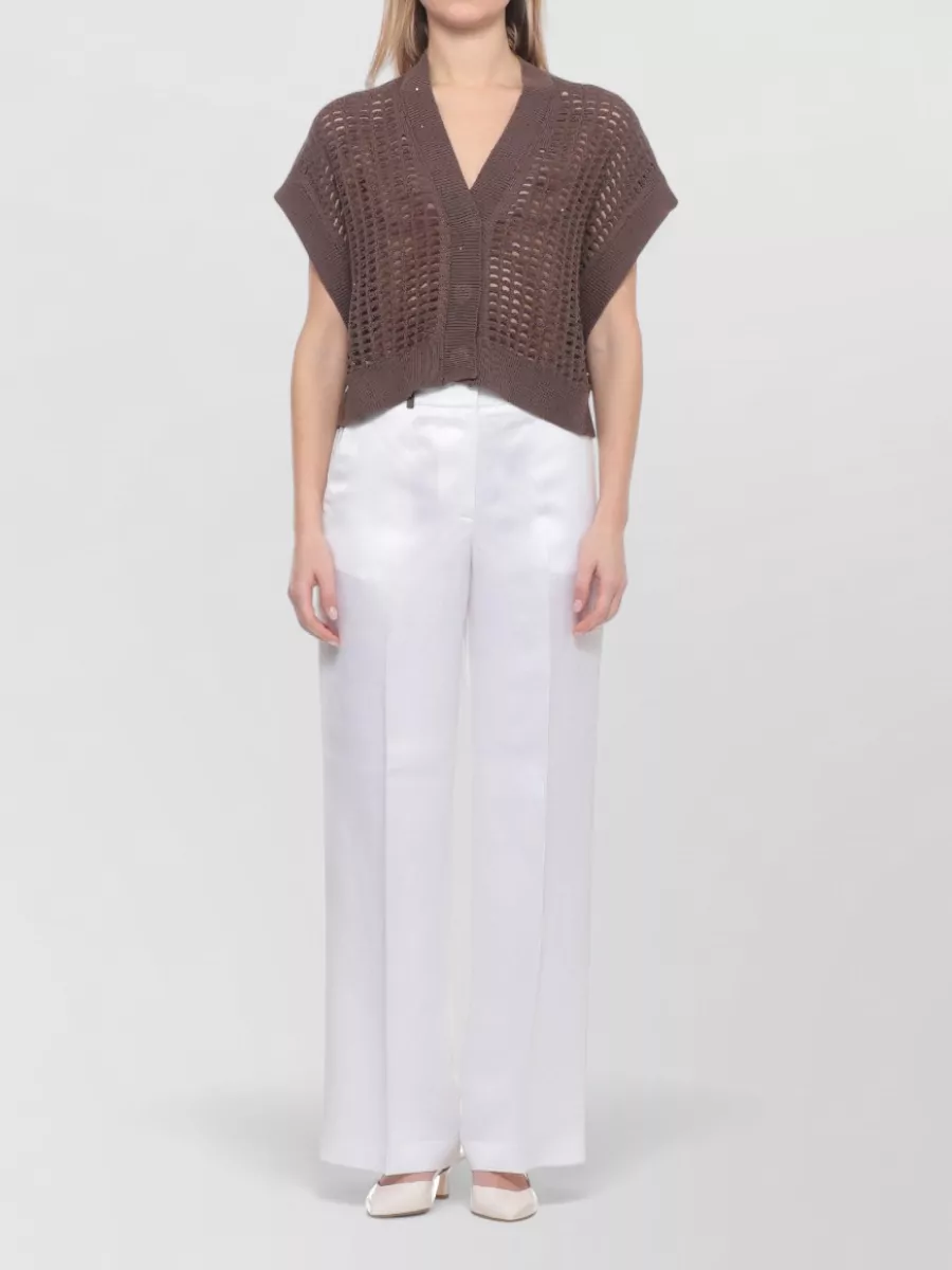 Peserico Sleeveless V-Neck Cotton Knitted Top