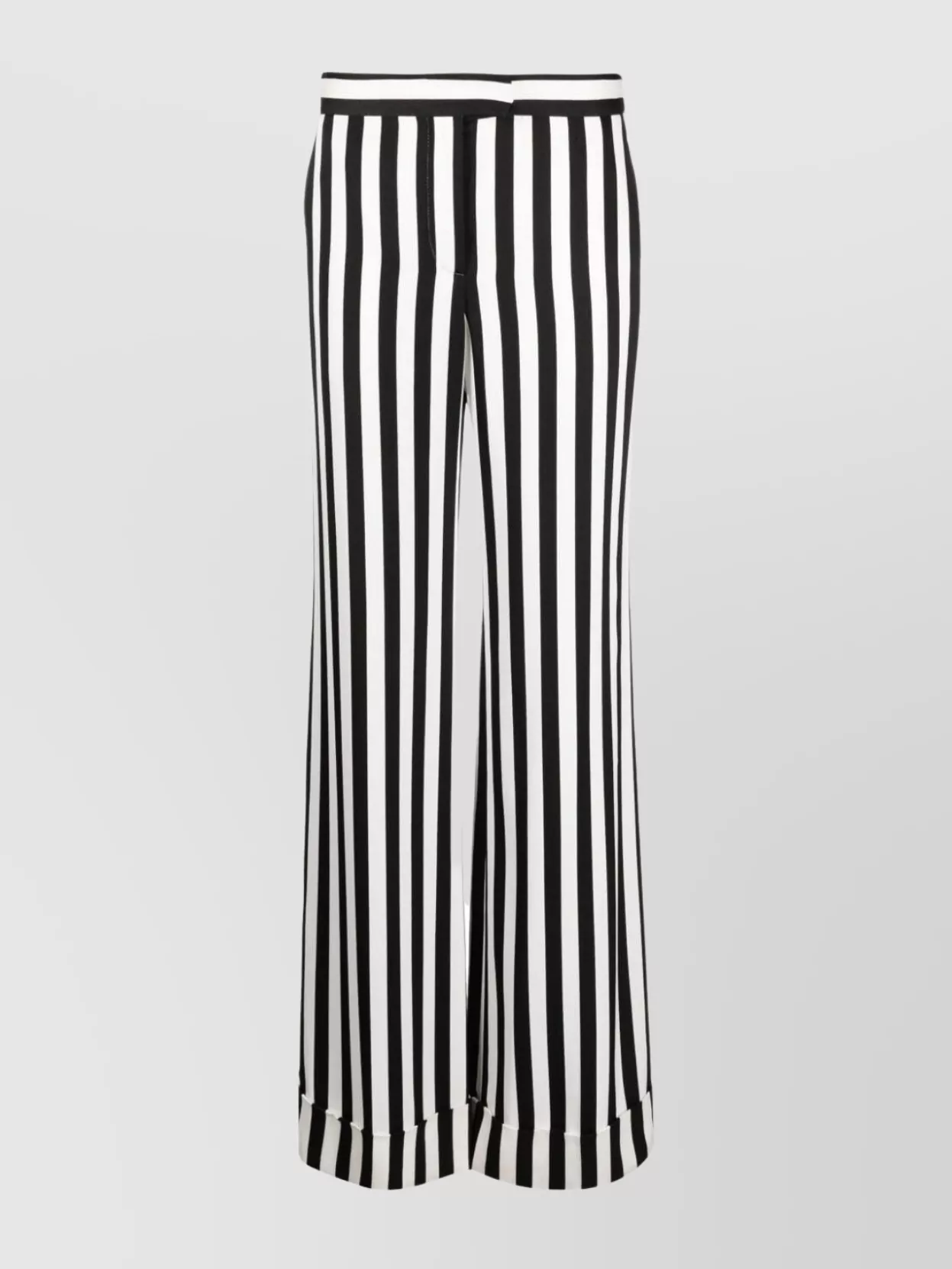 Shop Moschino Wide-leg Trousers In Satin Stripes In White