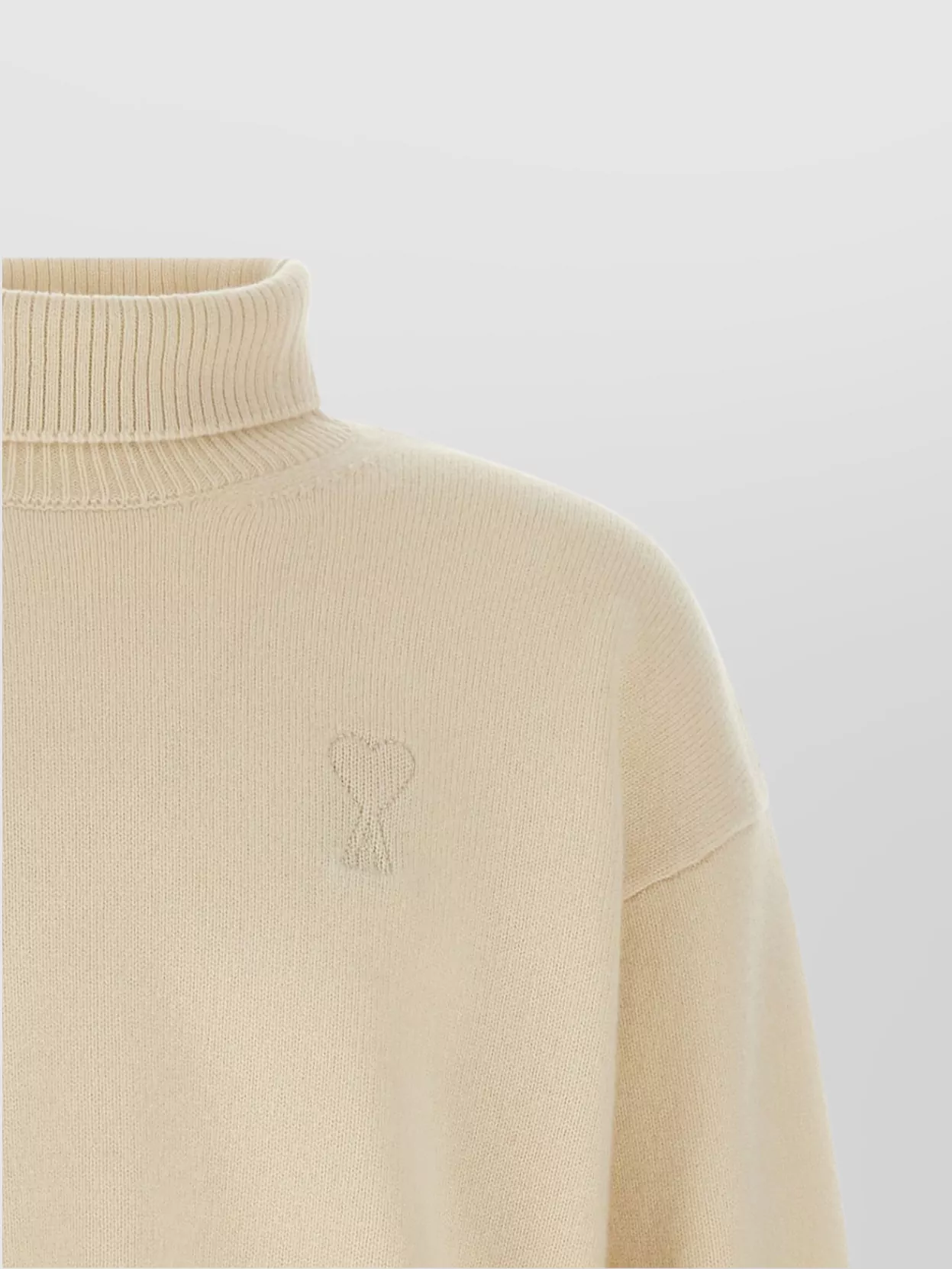 Ami Alexandre Mattiussi Turtleneck Sweater Featuring Long Sleeves And Ribbed Edges In Neutral