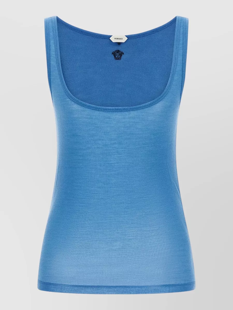 Versace ribbed virgin wool sleeveless tank top