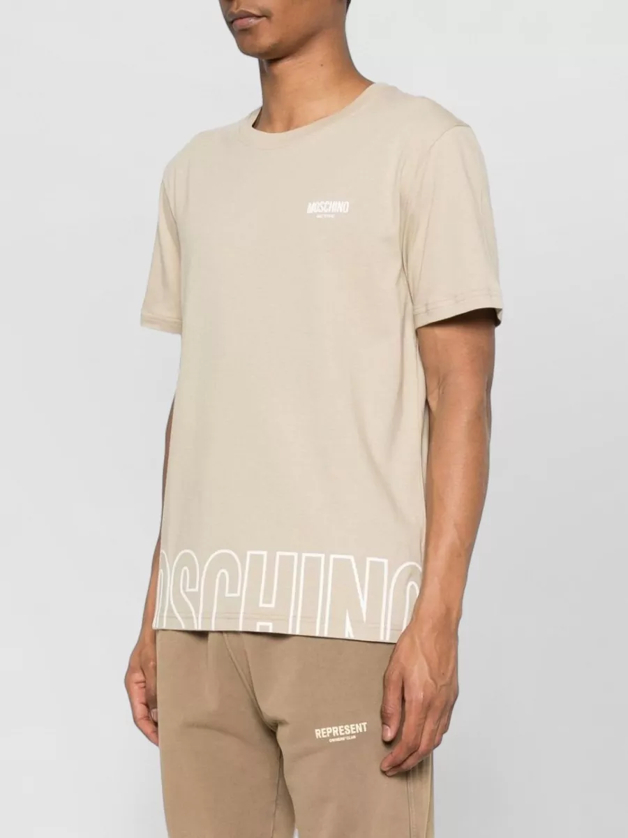 Moschino Cotton Logo Print Crew Neck Short Sleeve T-Shirt