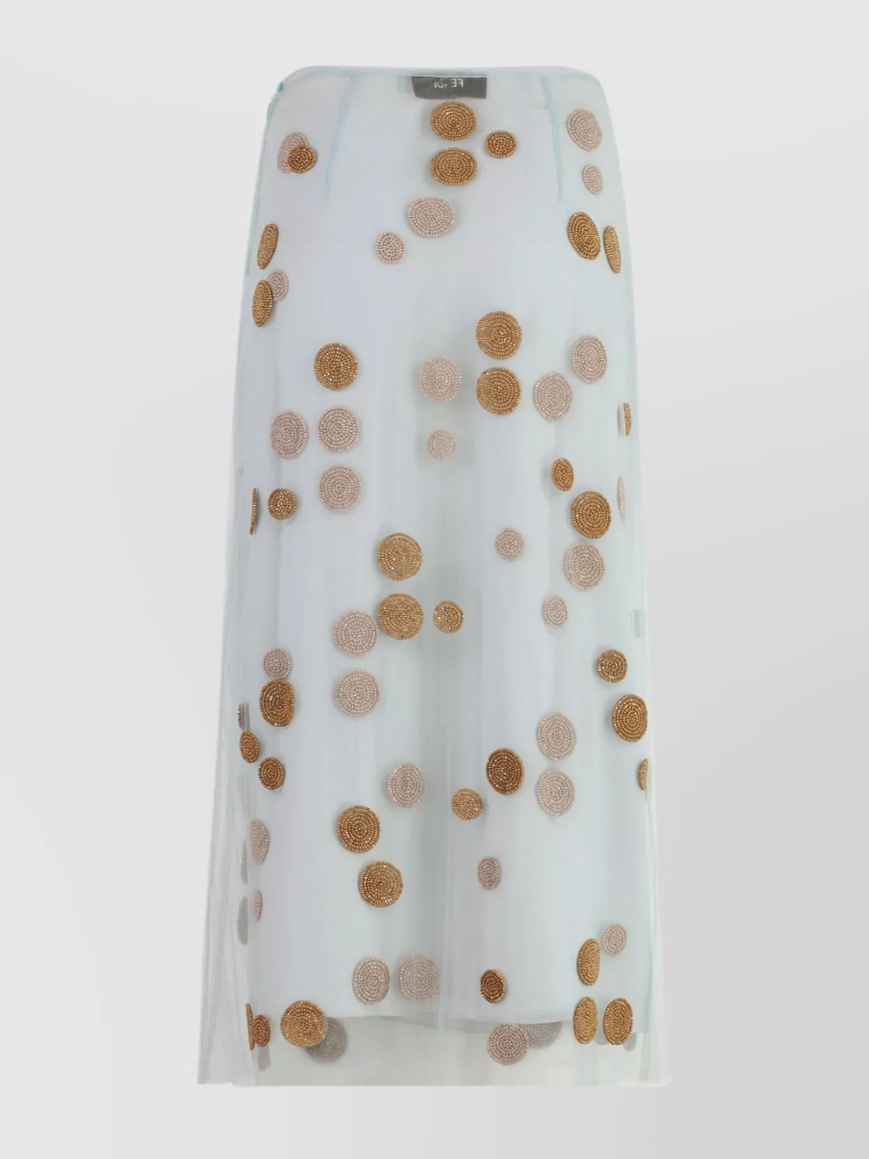 Fendi Sheer Tulle Midi Skirt With Metallic Embroidery