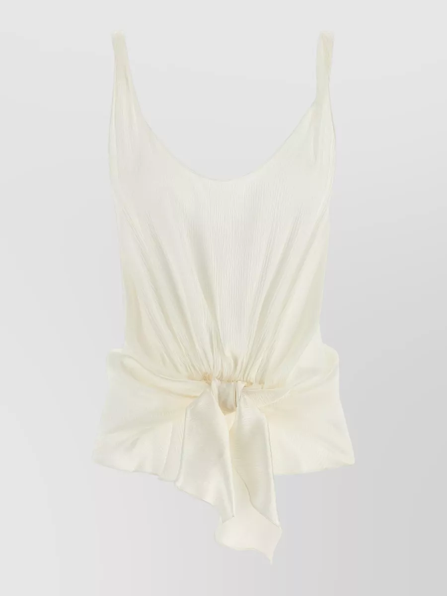 JW Anderson silk crinkled sleeveless v-neck front knot top