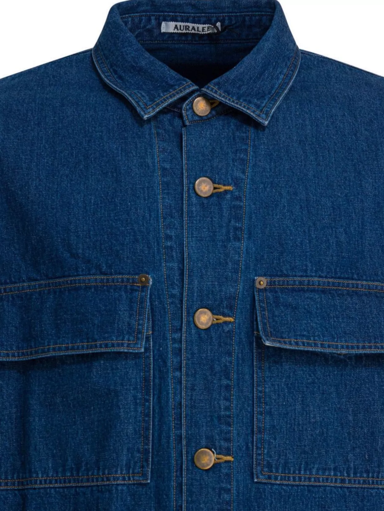 Auralee Long Sleeve Selvedge Shirt With Chest Pockets