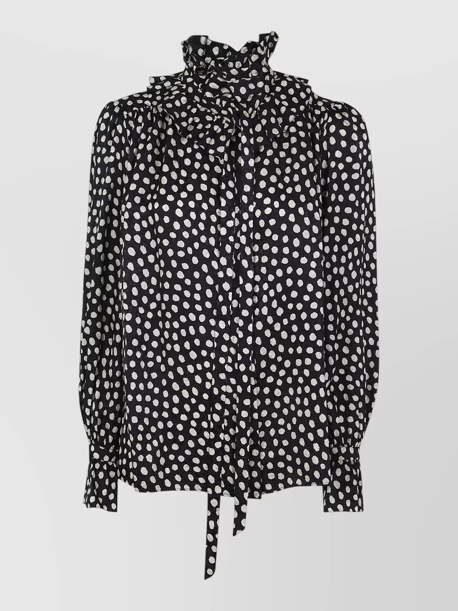 Chloé Turtle Neck Shirt Polka Dots Ruffled Collar
