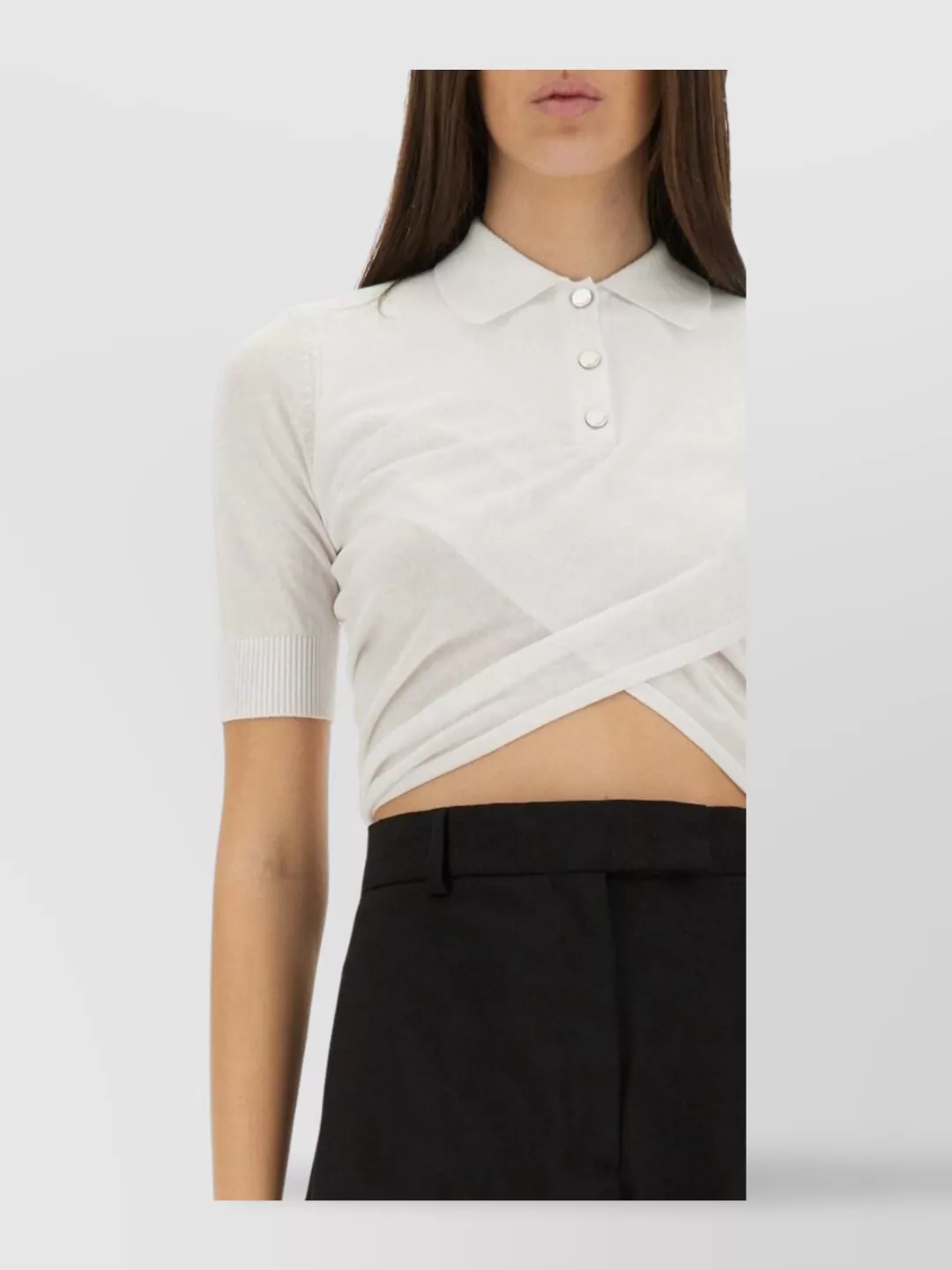 Sportmax Slim Fit Cropped Polo Top With Buttons