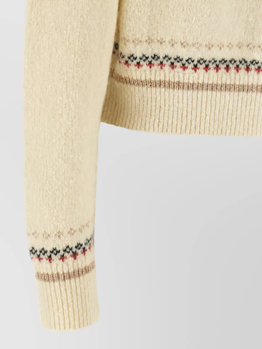 Isabel Marant Etoile Metallic Jacquard Fair Isle Cropped Cardigan