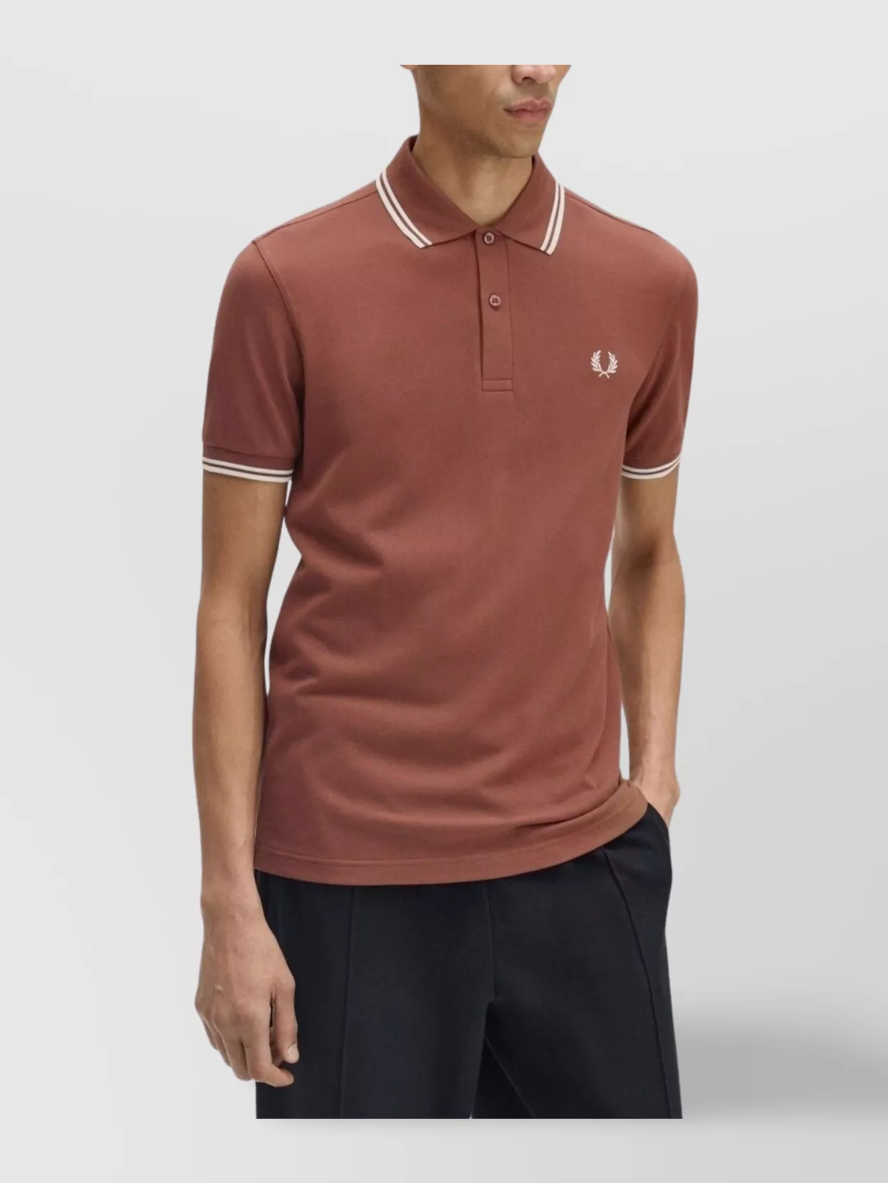 Fred Perry Polo Shirt With Ribbed Cuffs And Collar