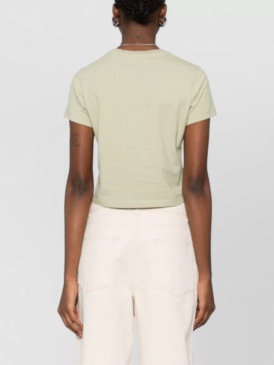 Maison Kitsuné Fox Embroidery Cotton Cropped Crew Neck T-Shirt