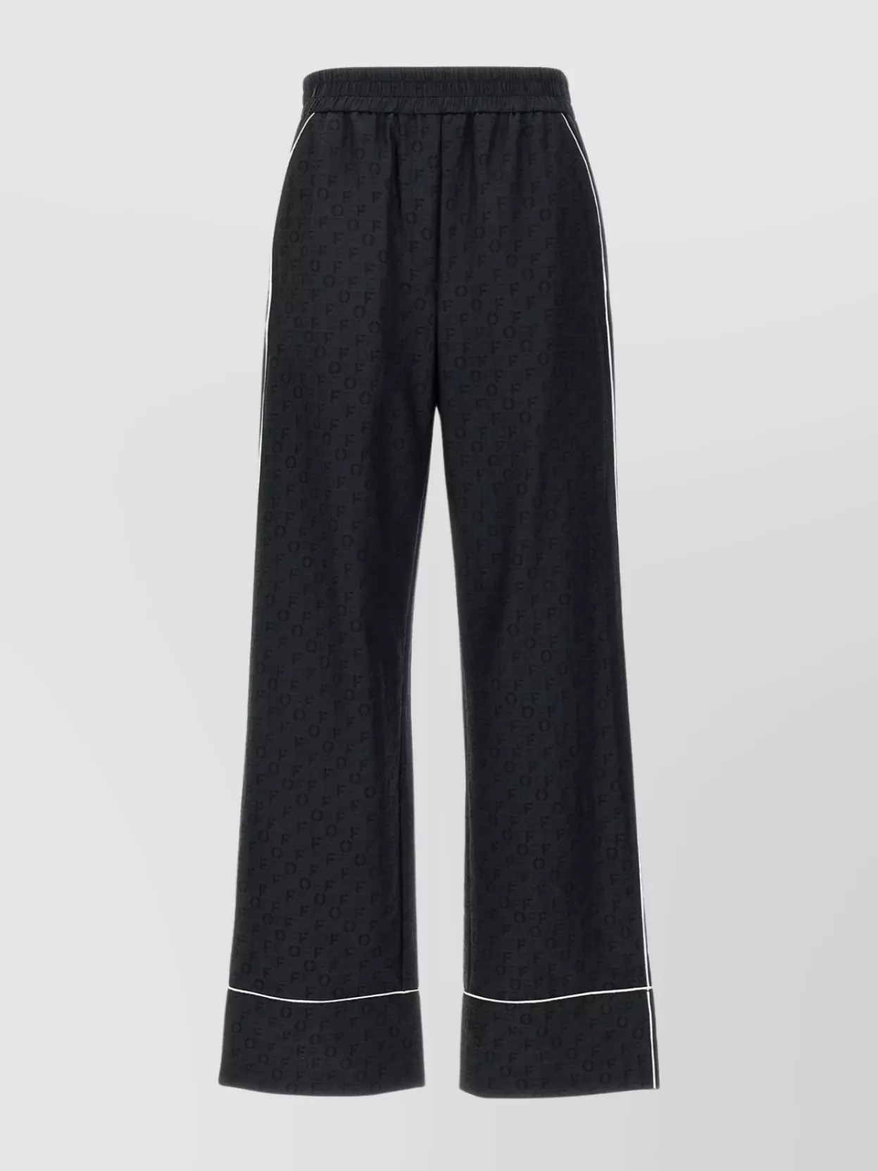 Off-white Wide Leg Jacquard Pajama Trousers In Black