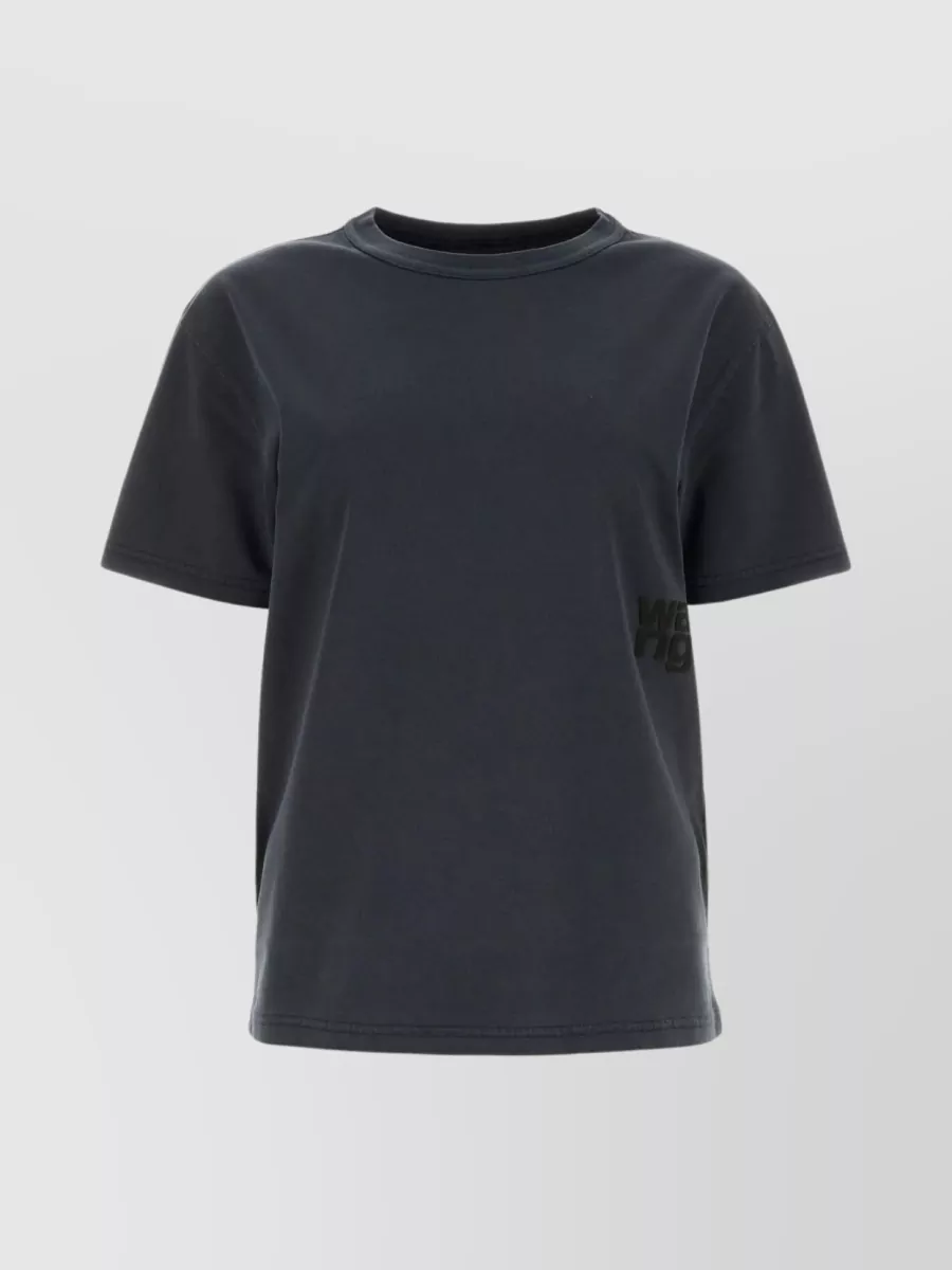 Shop Alexander Wang Ribbed Crew-neck Cotton T-shirt In Grey