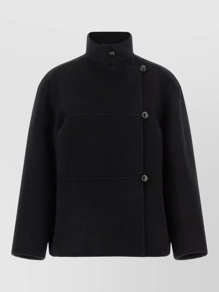 Róhe cashmere wool asymmetric high-collar jacket