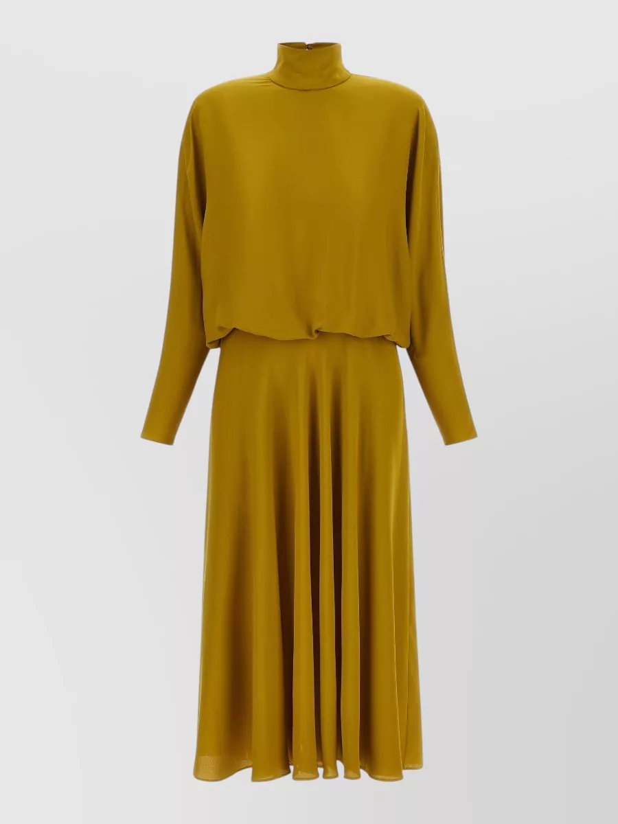 Valentino Garavani silk georgette high-neck bat-sleeve flared midi dress