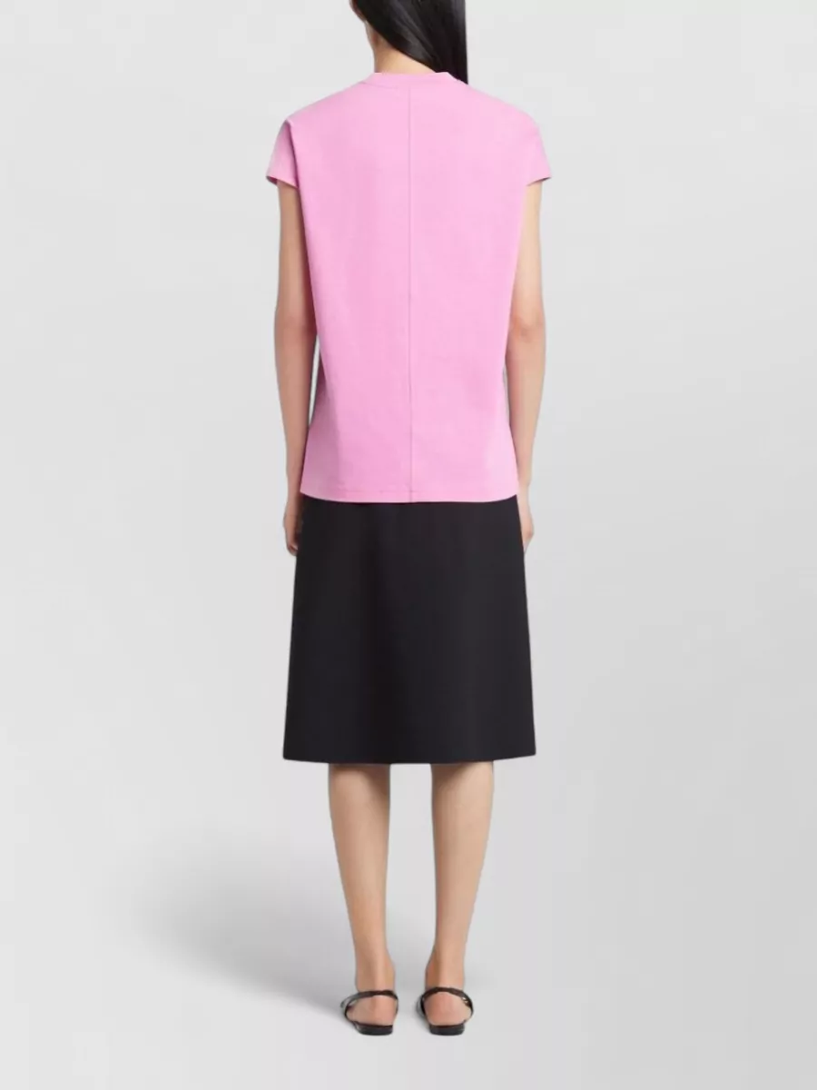 Courrèges Short Sleeve Crew Neck Asymmetric Top