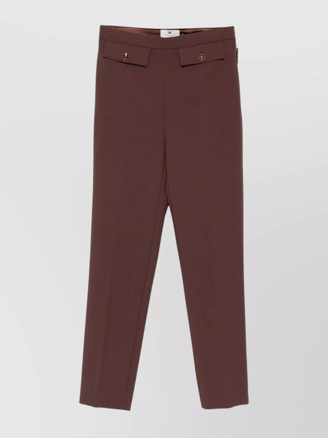 Elisabetta Franchi Cropped Trousers With Belt Loops And Buttoned Pockets In Burgundy