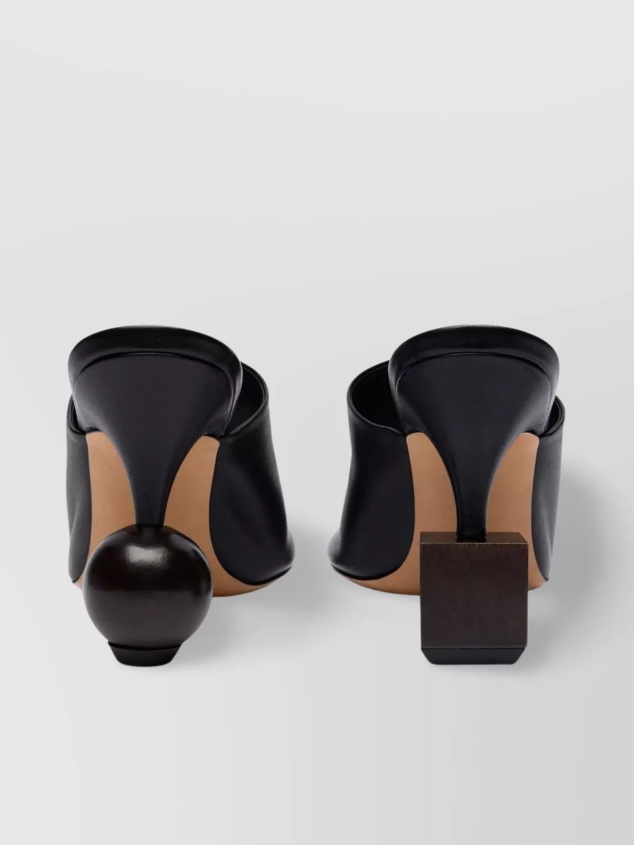 Jacquemus Round Toe Leather Mules With Unique Square Heel Design