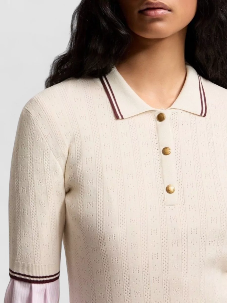 Moncler Rhombus Logo Pattern Cotton Polo Shirt