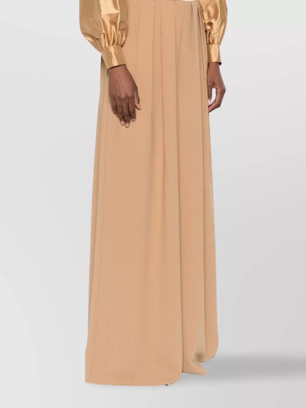 Max Mara High Waist Wide Leg Satin Trousers In Brown