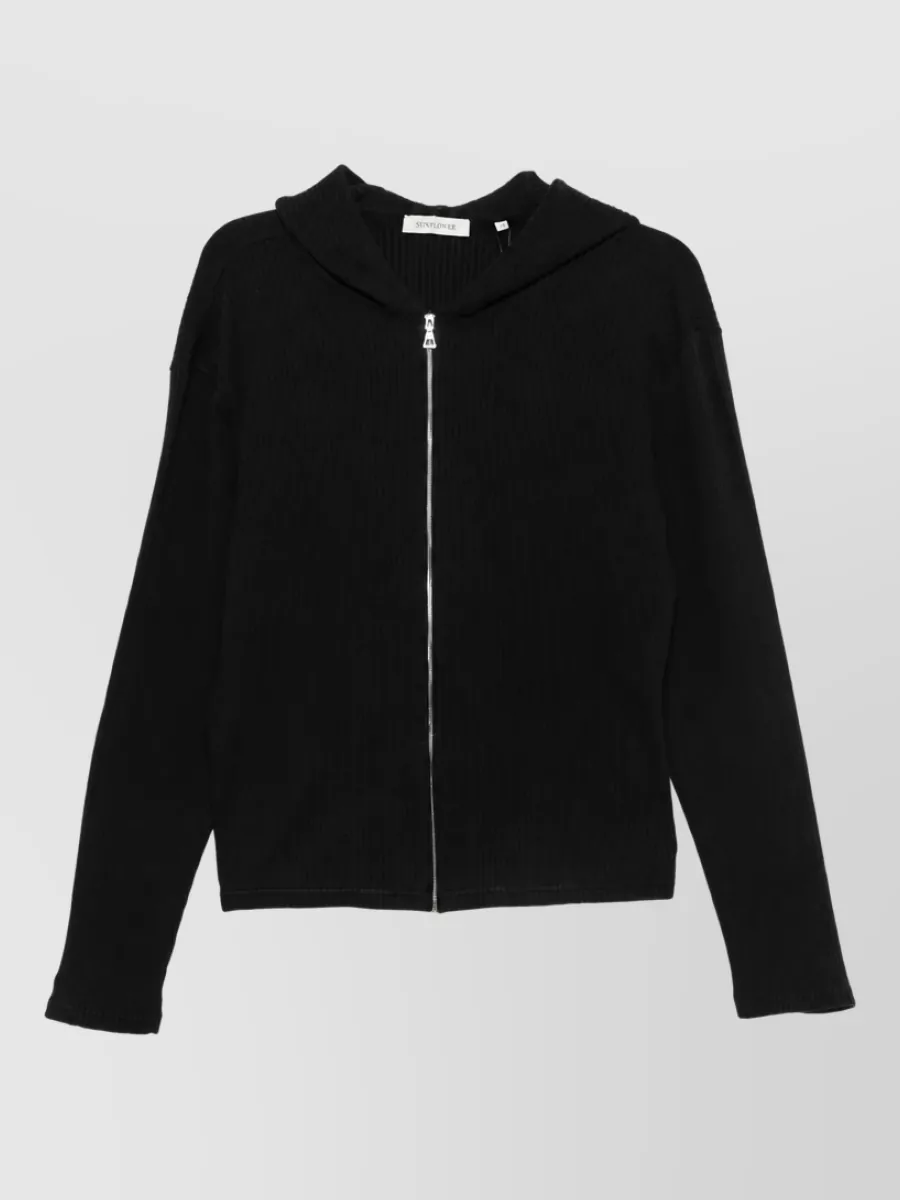 Sunflower ribbed hooded zip jacket