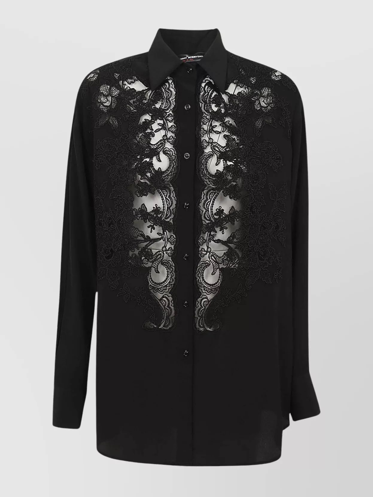 Shop Ermanno Scervino Sleeve Lace Detail Shirt In Black