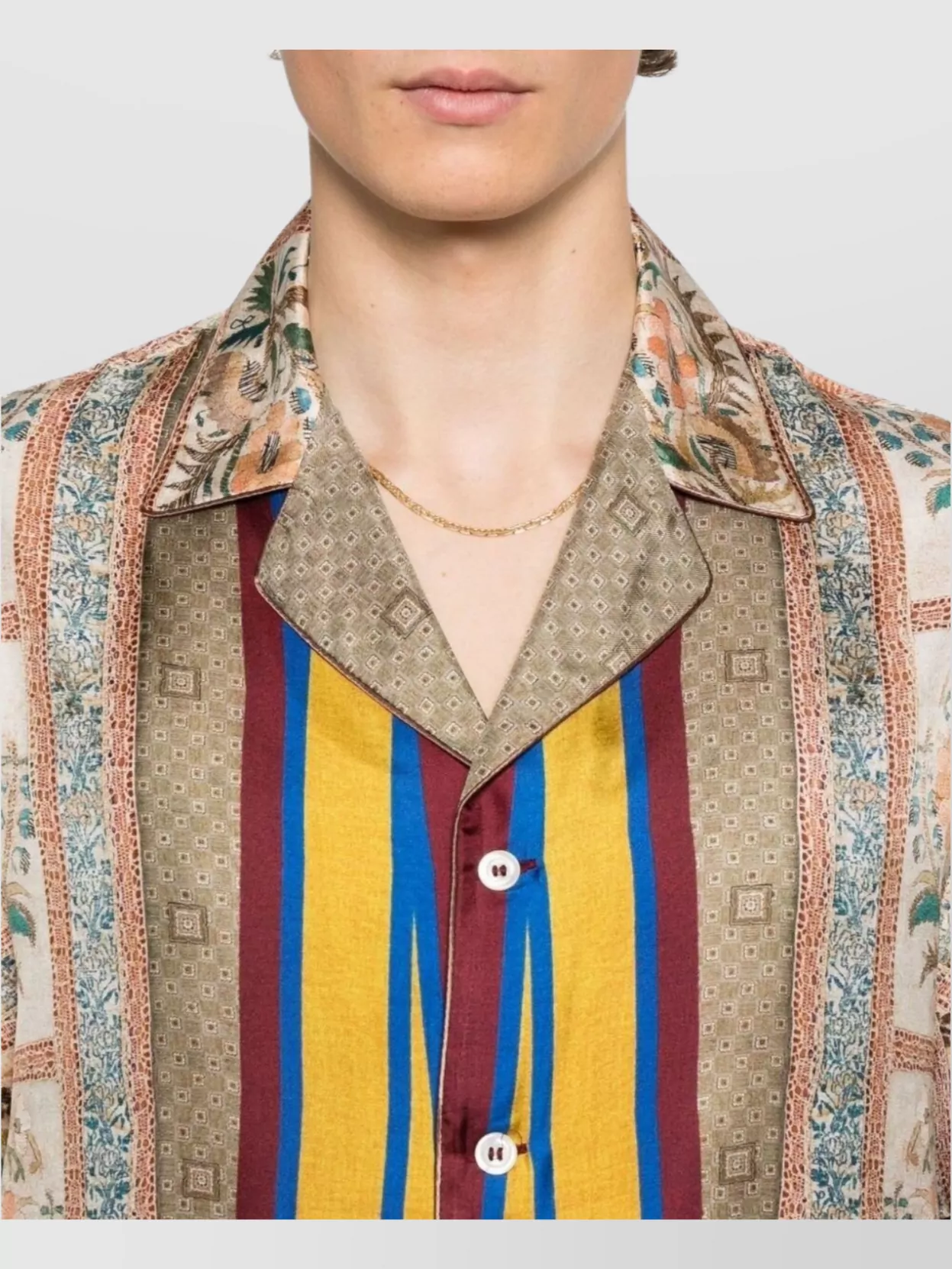 Pierre Louise Mascia Short Sleeve Patterned Camp Collar Top