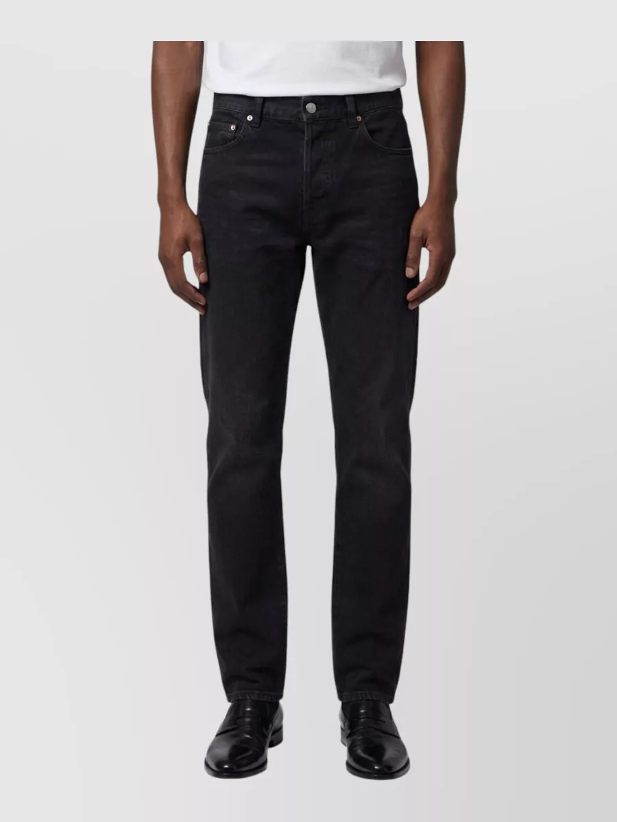 Saint Laurent cotton mid-rise wide straight-leg jeans