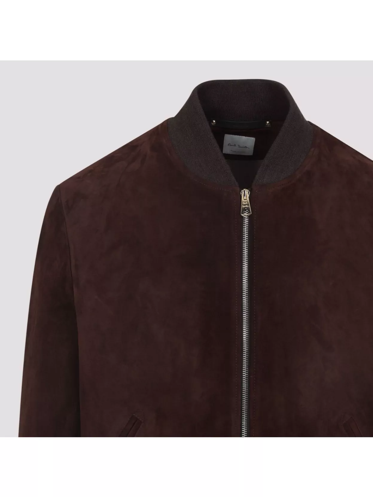 Paul Smith Red Lamb Suede Leather Regular Fit Bomber Jacket In Brown
