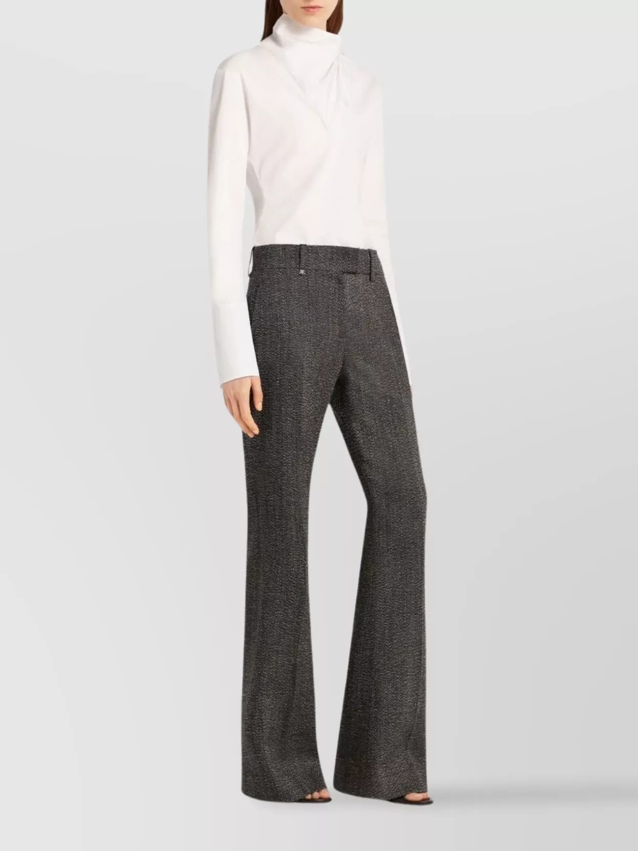 Courrèges Asymmetric Long Sleeve Draped Top In White