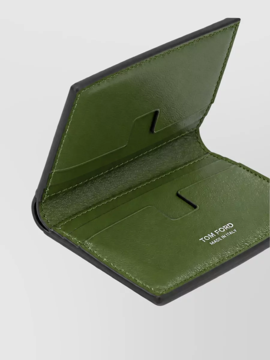 Tom Ford Leather Crocodile-Effect Folding Cardholder