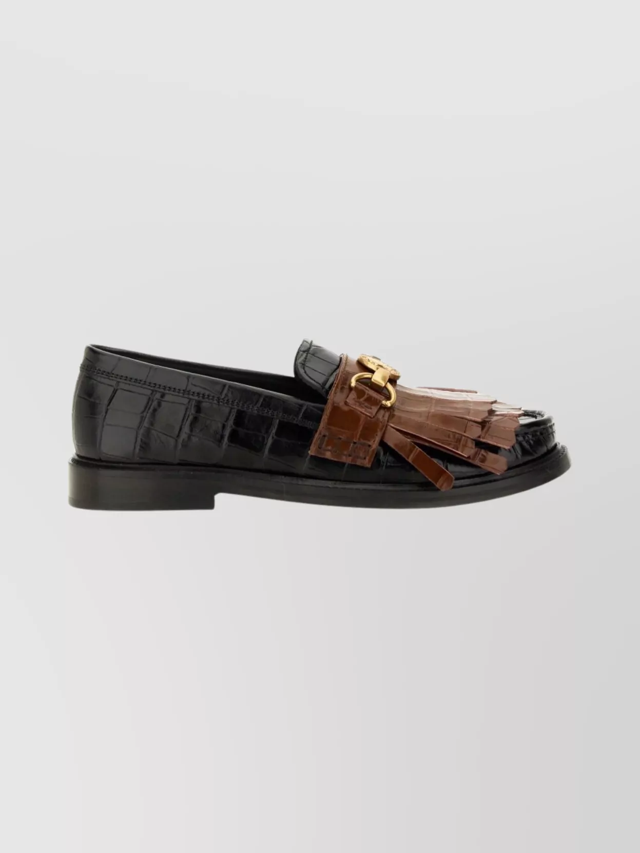 Moschino Textured Round Toe Loafers Fringe
