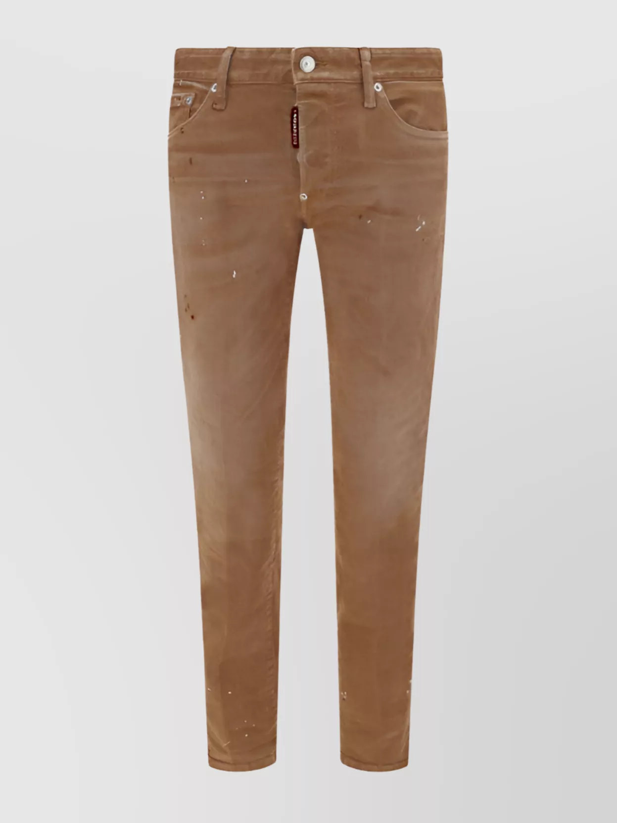 Dsquared2 Straight Cotton Trousers Distressed Finish In Brown