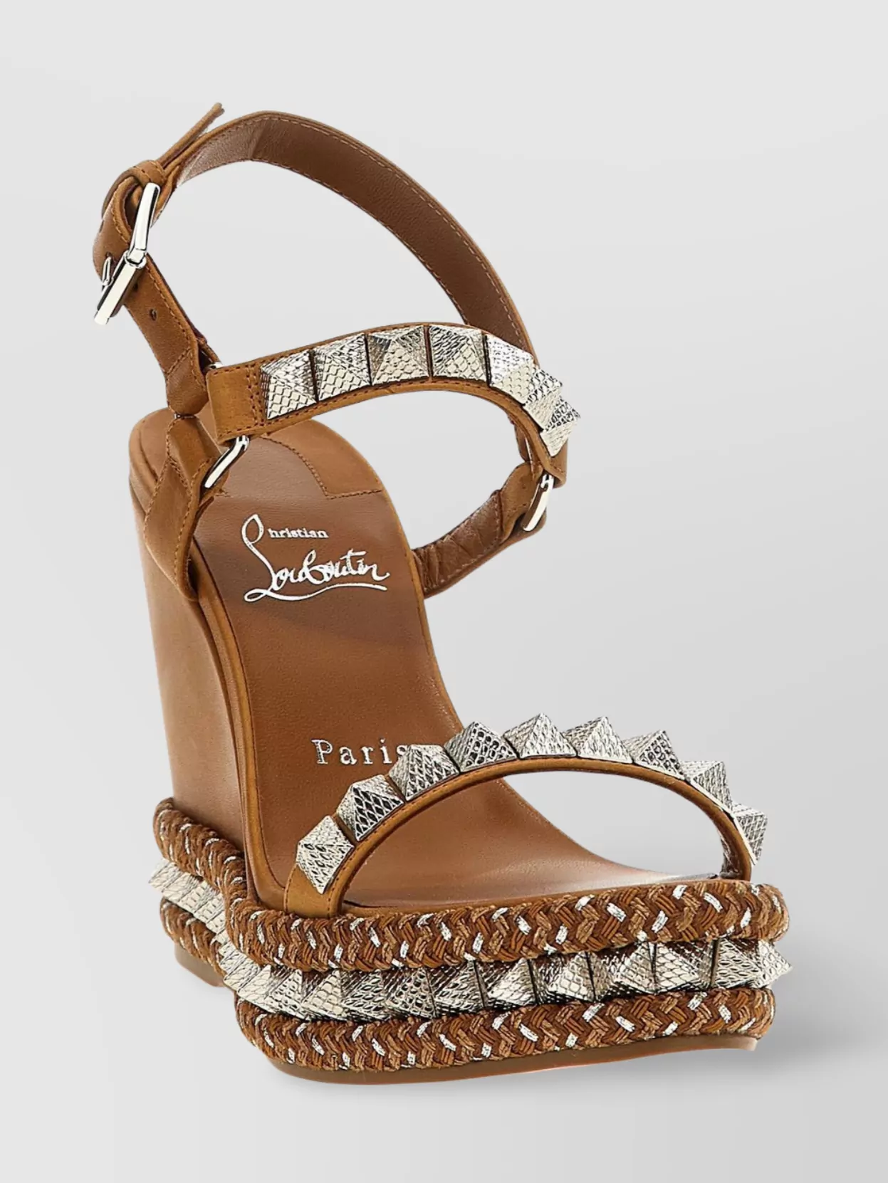 Christian Louboutin Studded Braided Wedge Sandals Embellishments