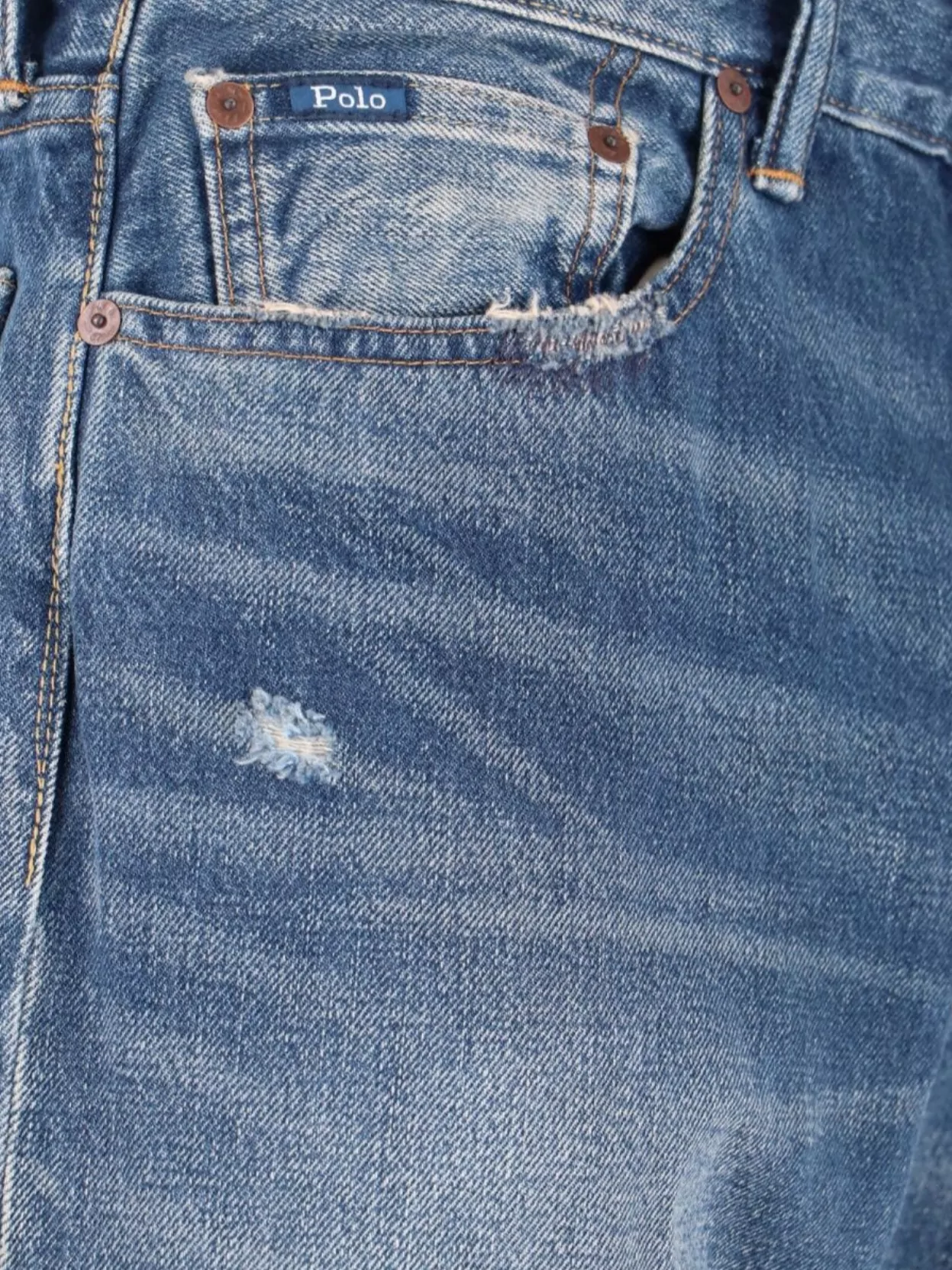 Polo Ralph Lauren Straight Leg Trousers Distressed Finish