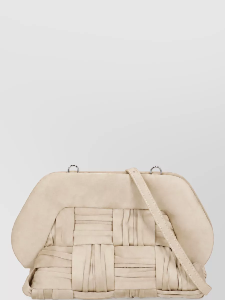 Themoiré hand recycled suede woven clutch bag