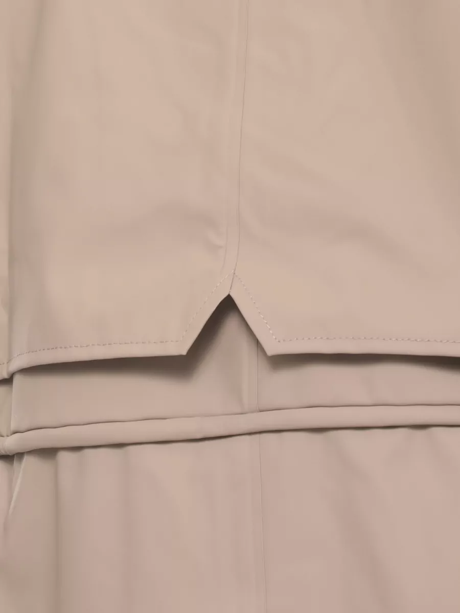 Rains Long Hooded Raincoat Crew Neck Drawstring Waist