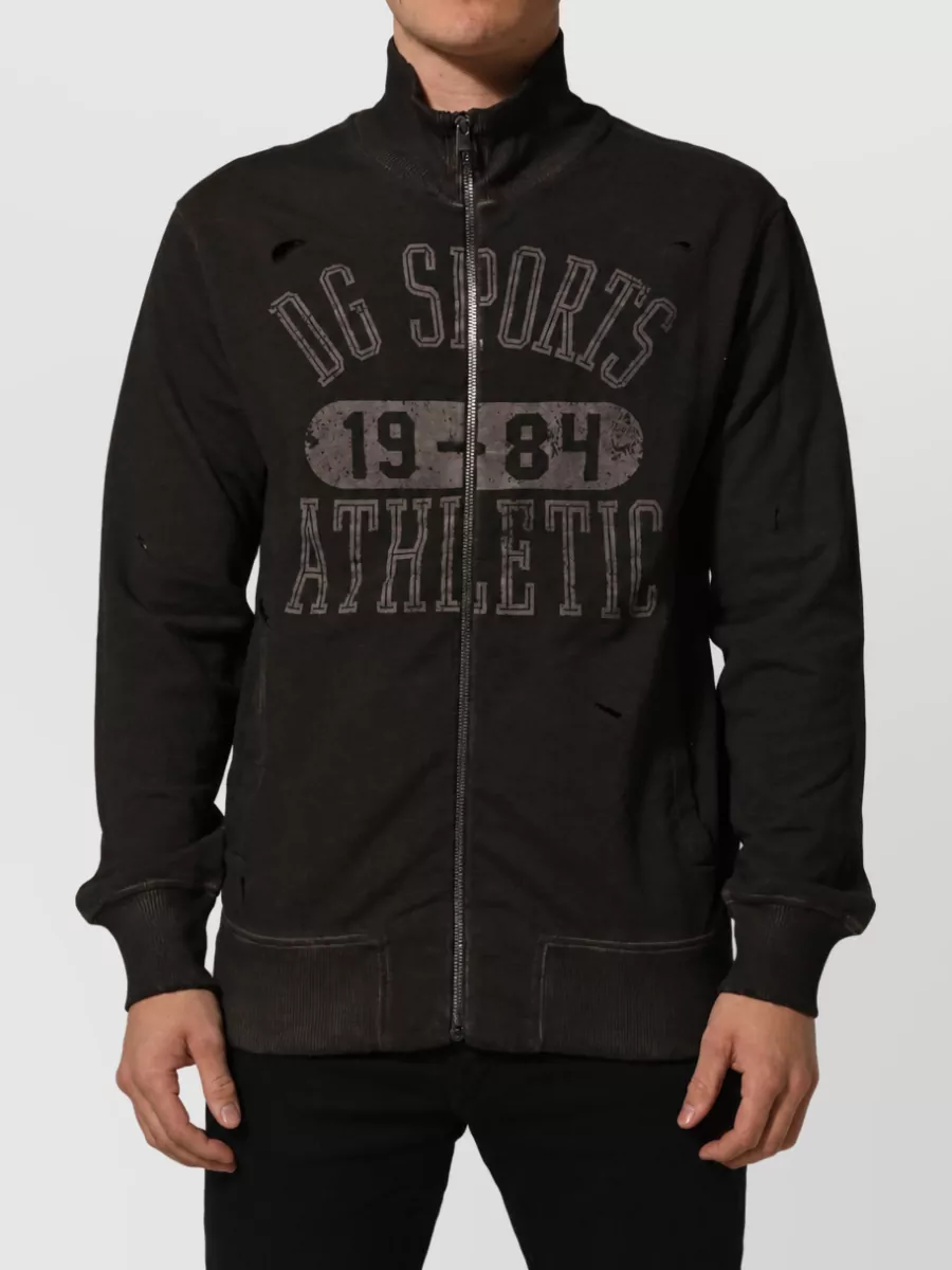 Dolce&Gabbana cotton logo print zip-up jacket